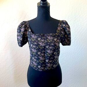 Madewell Black Purple Floral Cropped Top Looks Like Med Festival Dark Romantic